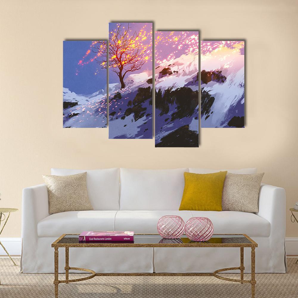 Bare Tree In Winter Canvas Wall Art-4 Pop-Gallery Wrap-50" x 32"-Tiaracle