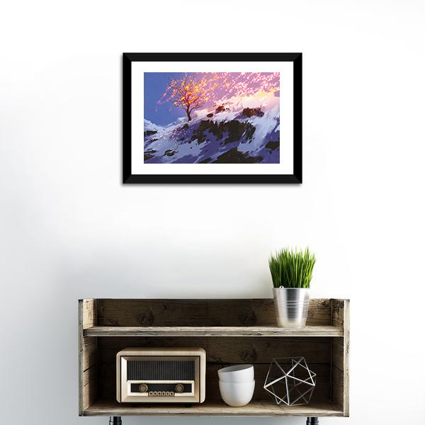 Bare Tree In Winter Canvas Wall Art-1 Piece-Framed Print-20" x 16"-Tiaracle