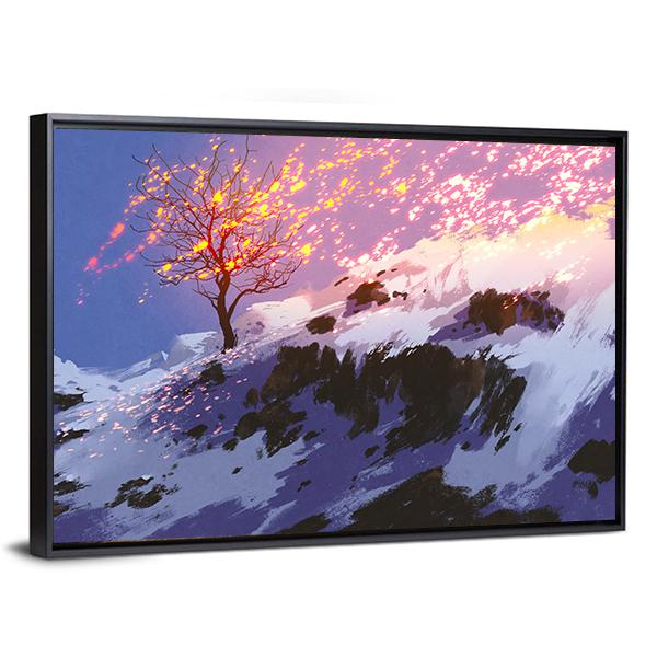 Bare Tree In Winter Canvas Wall Art-3 Horizontal-Gallery Wrap-25" x 16"-Tiaracle