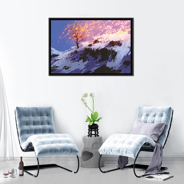 Bare Tree In Winter Canvas Wall Art-3 Horizontal-Gallery Wrap-25" x 16"-Tiaracle