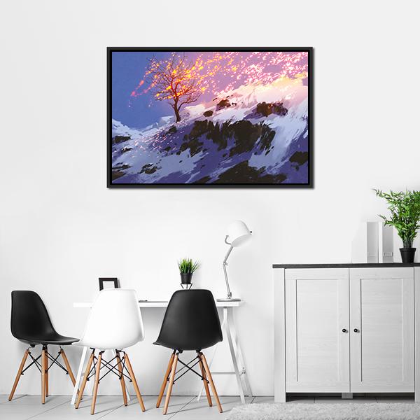 Bare Tree In Winter Canvas Wall Art-3 Horizontal-Gallery Wrap-25" x 16"-Tiaracle