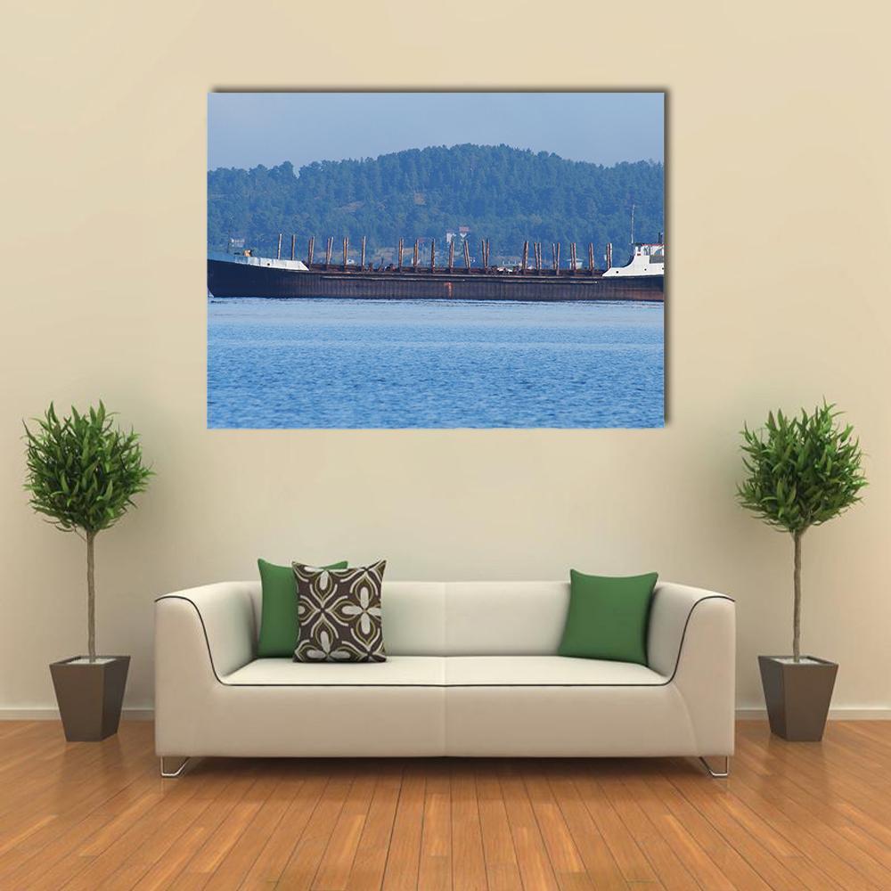 Barge On The Lake Canvas Wall Art-1 Piece-Gallery Wrap-48" x 32"-Tiaracle