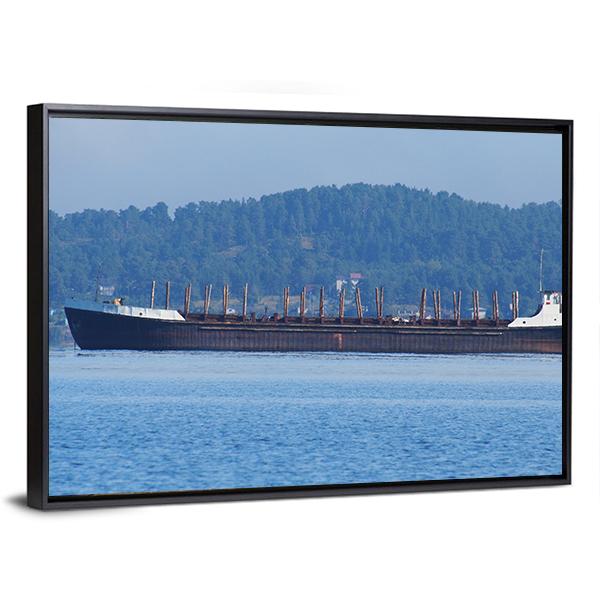 Barge On The Lake Canvas Wall Art-3 Horizontal-Gallery Wrap-25" x 16"-Tiaracle