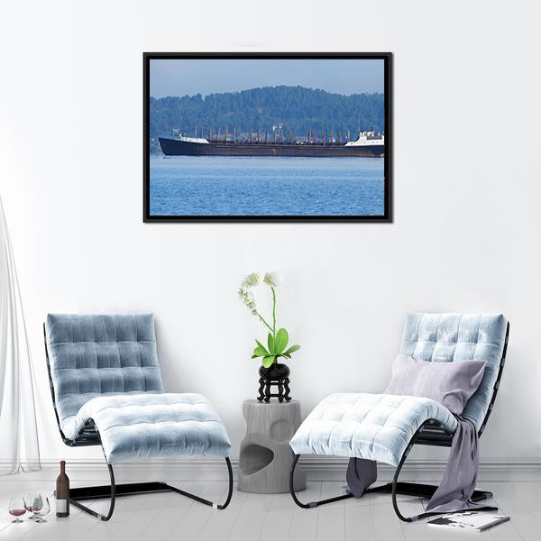 Barge On The Lake Canvas Wall Art-3 Horizontal-Gallery Wrap-25" x 16"-Tiaracle