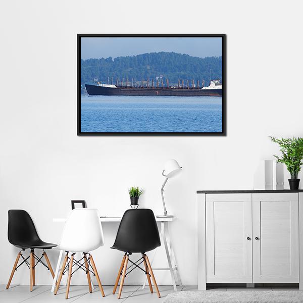 Barge On The Lake Canvas Wall Art-3 Horizontal-Gallery Wrap-25" x 16"-Tiaracle
