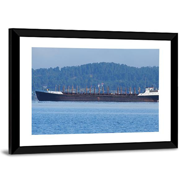 Barge On The Lake Canvas Wall Art-3 Horizontal-Gallery Wrap-25" x 16"-Tiaracle