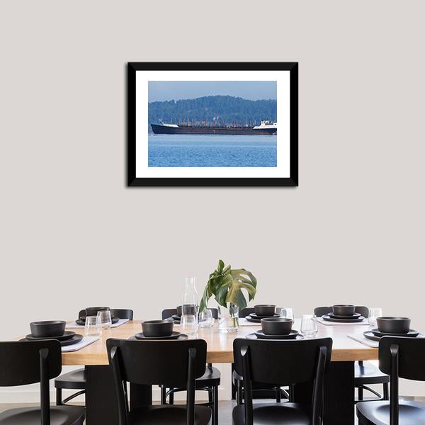 Barge On The Lake Canvas Wall Art-3 Horizontal-Gallery Wrap-25" x 16"-Tiaracle