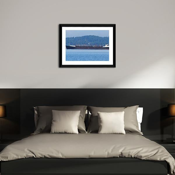 Barge On The Lake Canvas Wall Art-3 Horizontal-Gallery Wrap-25" x 16"-Tiaracle