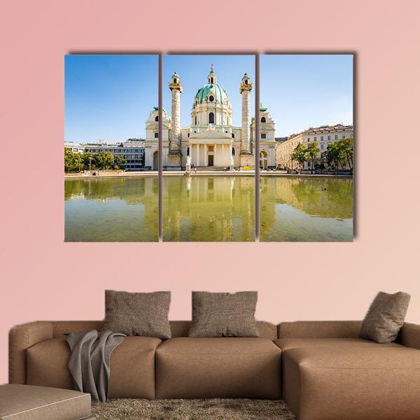 Baroque Karlskirche Vienna Canvas Wall Art-3 Horizontal-Gallery Wrap-25" x 16"-Tiaracle
