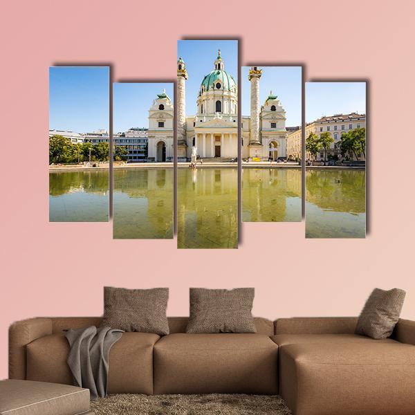 Baroque Karlskirche Vienna Canvas Wall Art-5 Pop-Gallery Wrap-47" x 32"-Tiaracle
