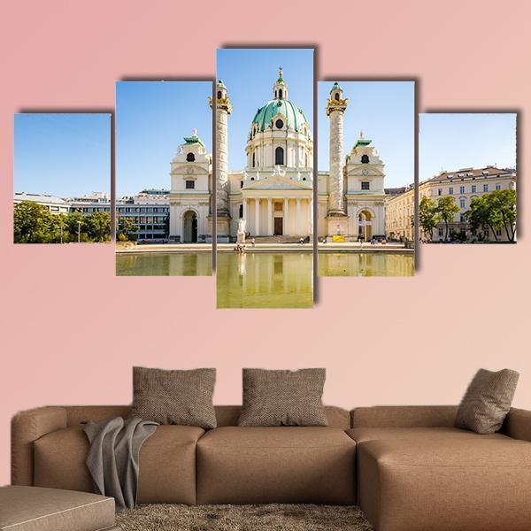 Baroque Karlskirche Vienna Canvas Wall Art-5 Star-Gallery Wrap-62" x 32"-Tiaracle
