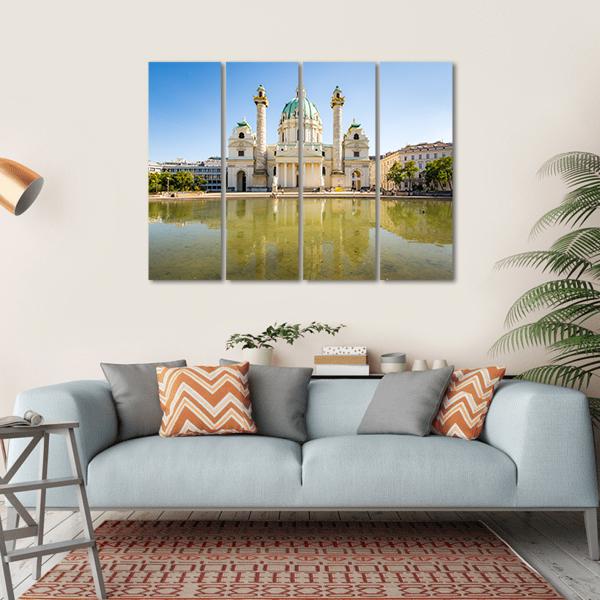 Baroque Karlskirche Vienna Canvas Wall Art-4 Horizontal-Gallery Wrap-34" x 24"-Tiaracle