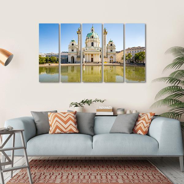 Baroque Karlskirche Vienna Canvas Wall Art-5 Horizontal-Gallery Wrap-22" x 12"-Tiaracle