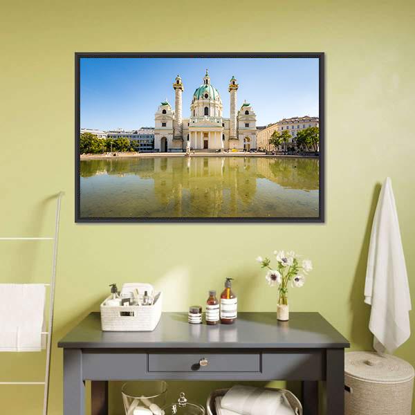 Baroque Karlskirche Vienna Canvas Wall Art-3 Horizontal-Gallery Wrap-25" x 16"-Tiaracle