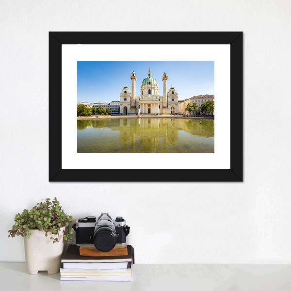Baroque Karlskirche Vienna Canvas Wall Art-3 Horizontal-Gallery Wrap-25" x 16"-Tiaracle
