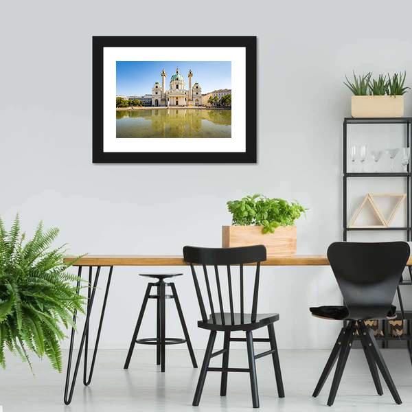Baroque Karlskirche Vienna Canvas Wall Art-3 Horizontal-Gallery Wrap-25" x 16"-Tiaracle