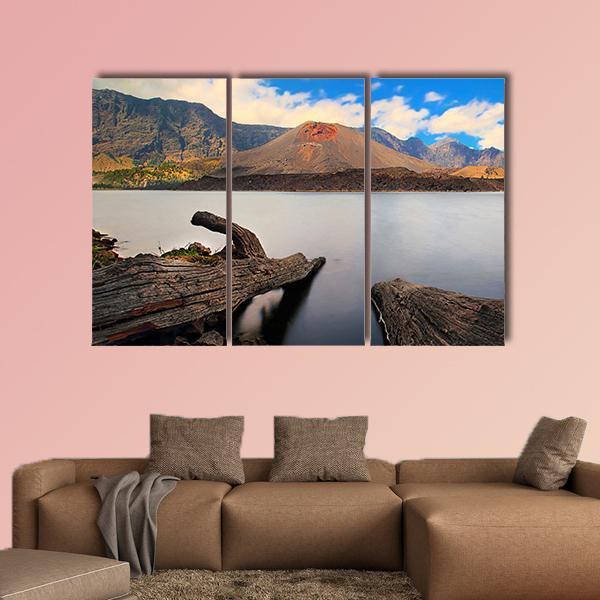 Baru Jari Mountain Indonesia Canvas Wall Art-5 Pop-Gallery Wrap-47" x 32"-Tiaracle