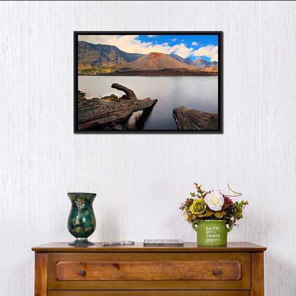 Baru Jari Mountain Indonesia Canvas Wall Art-1 Piece-Floating Frame-24" x 16"-Tiaracle