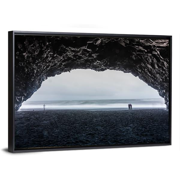 Basalt Cave At Reynisfjara Beach Canvas Wall Art-5 Horizontal-Gallery Wrap-22" x 12"-Tiaracle