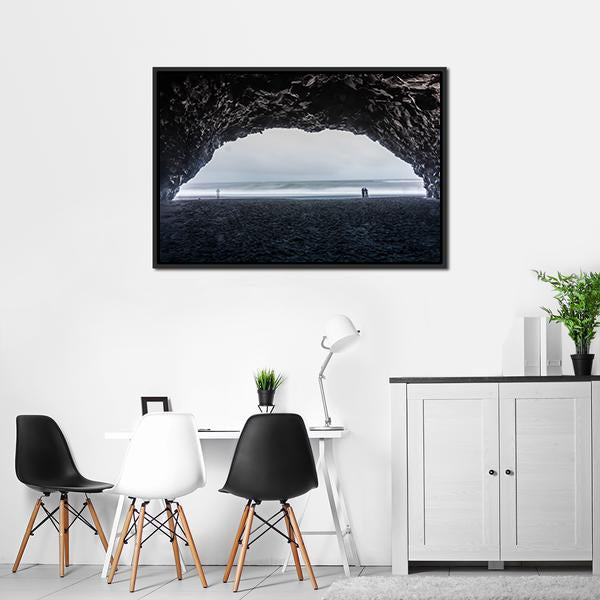 Basalt Cave At Reynisfjara Beach Canvas Wall Art-5 Horizontal-Gallery Wrap-22" x 12"-Tiaracle