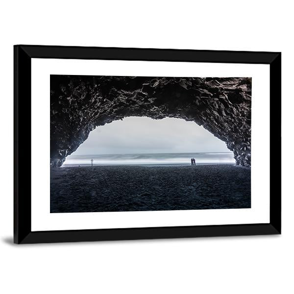 Basalt Cave At Reynisfjara Beach Canvas Wall Art-5 Horizontal-Gallery Wrap-22" x 12"-Tiaracle