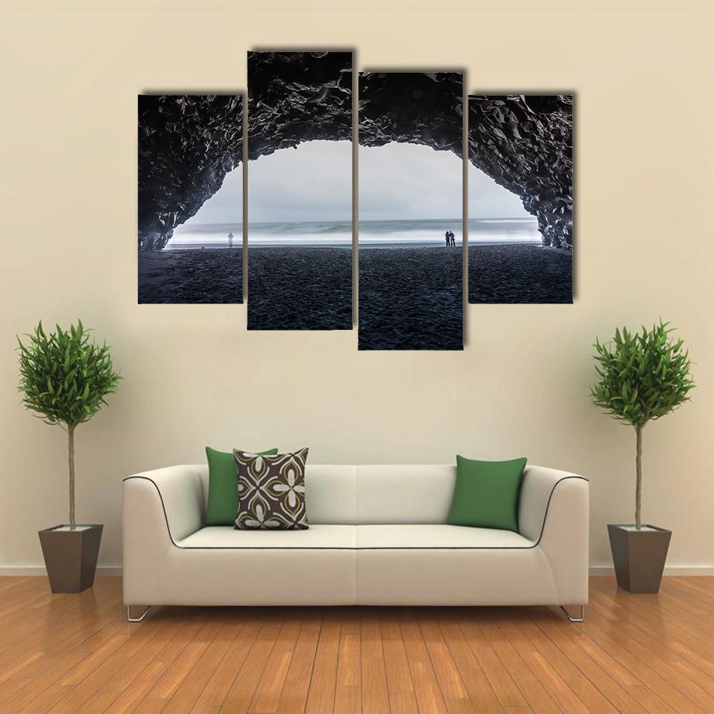Basalt Cave At Reynisfjara Beach Canvas Wall Art-4 Pop-Gallery Wrap-50" x 32"-Tiaracle