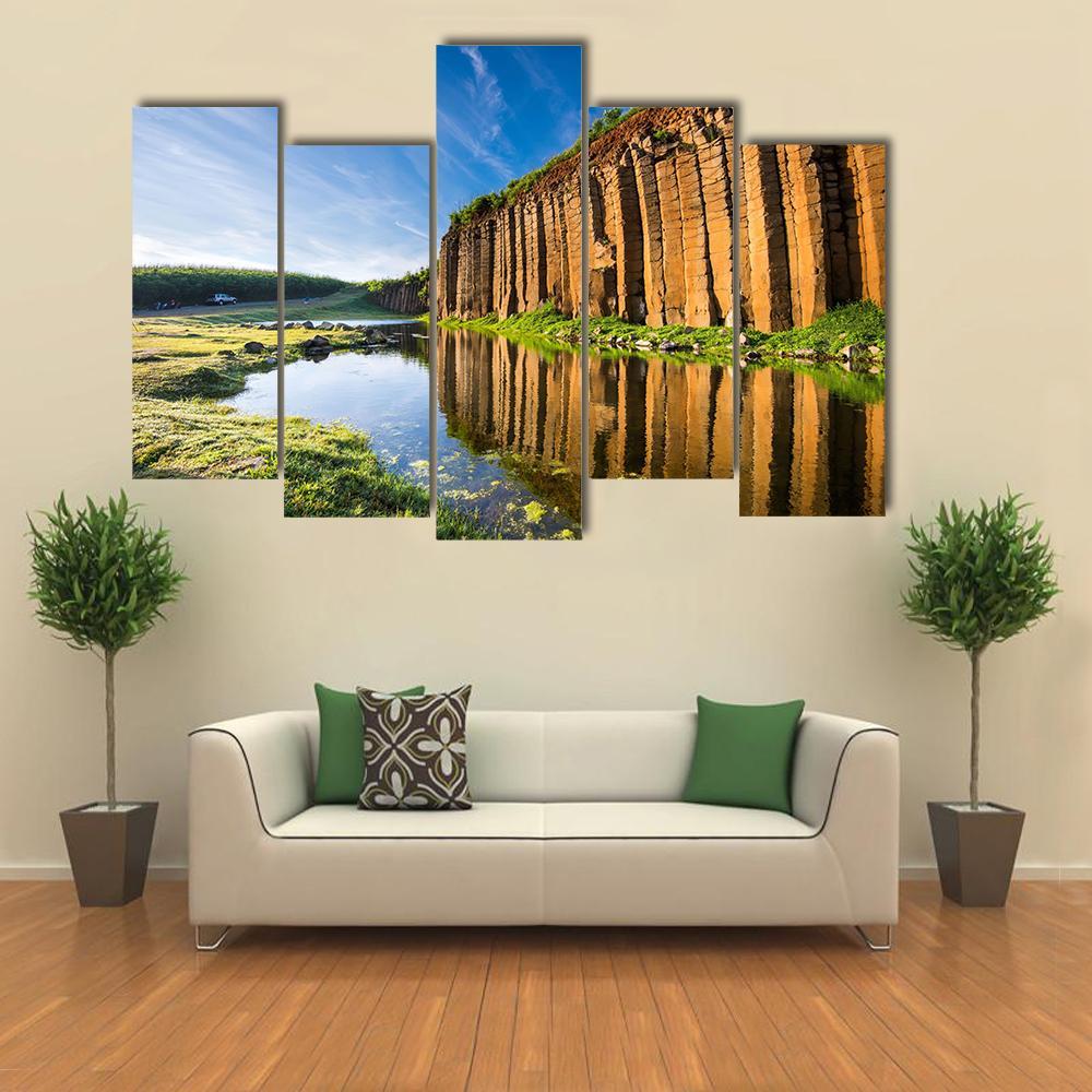 Basalt Columns Taiwan Canvas Wall Art-5 Pop-Gallery Wrap-47" x 32"-Tiaracle