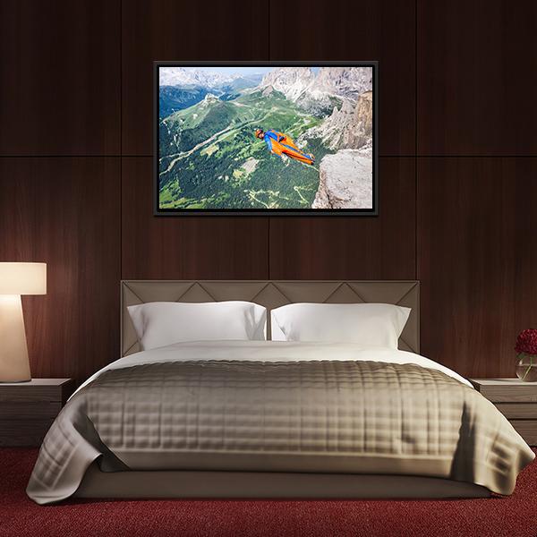 Base Jumper Jumping From Cliff Canvas Wall Art-3 Horizontal-Gallery Wrap-25" x 16"-Tiaracle