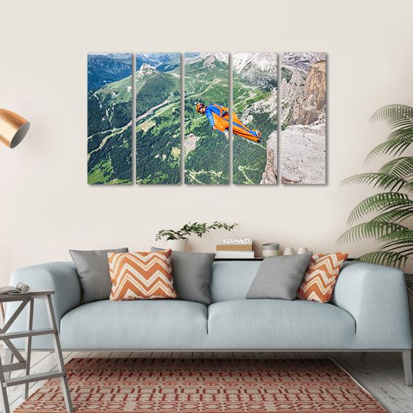 Base Jumper Jumping From Cliff Canvas Wall Art-5 Horizontal-Gallery Wrap-22" x 12"-Tiaracle