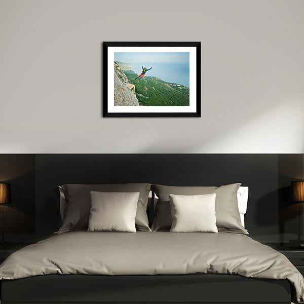 Base Jumper Jumping Panoramic Canvas Wall Art-1 Piece-36" x 12"-Tiaracle