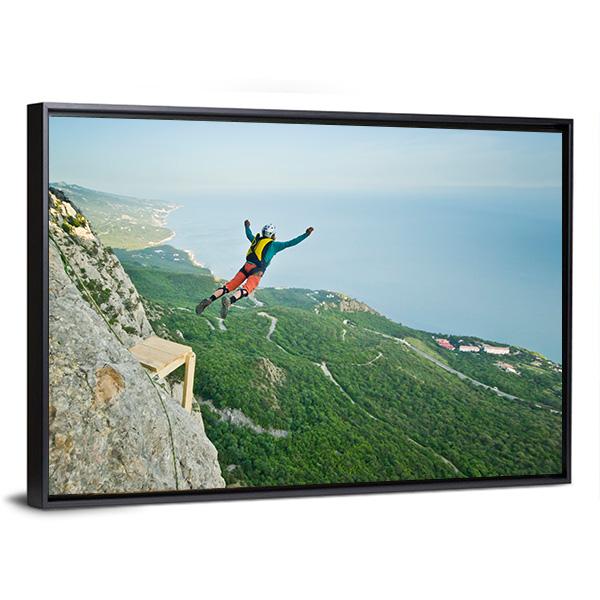 Base Jumper Jumping Panoramic Canvas Wall Art-1 Piece-36" x 12"-Tiaracle