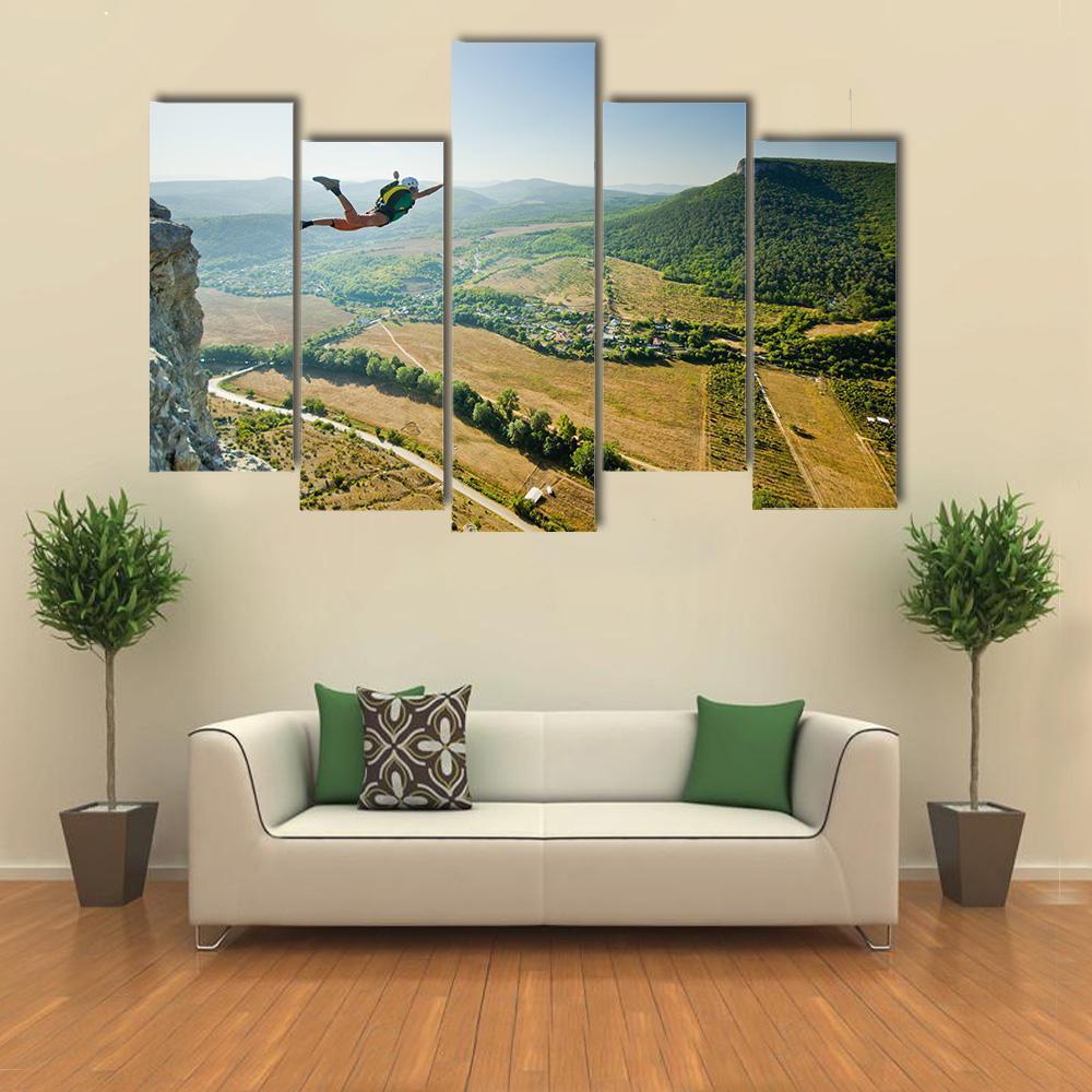 Base Jumper Canvas Wall Art-5 Pop-Gallery Wrap-47" x 32"-Tiaracle