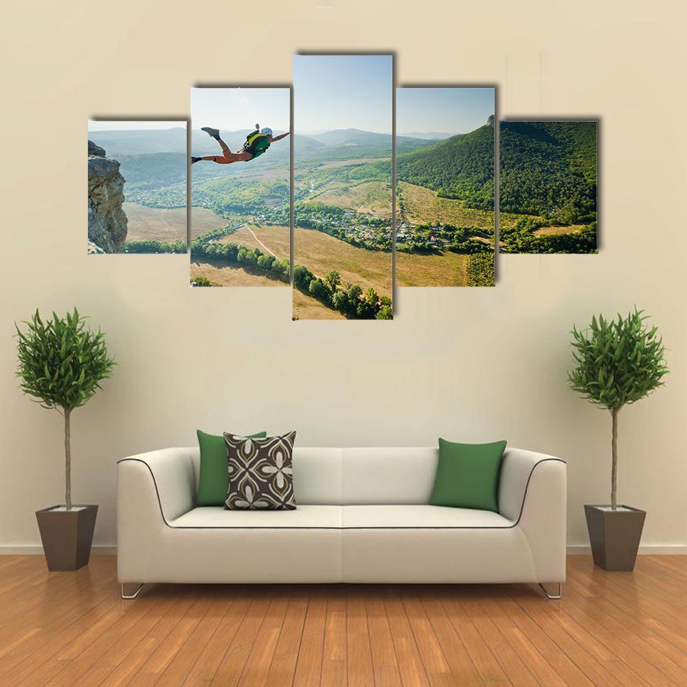 Base Jumper Canvas Wall Art-5 Star-Gallery Wrap-62" x 32"-Tiaracle