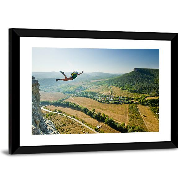 Base Jumper Panoramic Canvas Wall Art-1 Piece-36" x 12"-Tiaracle