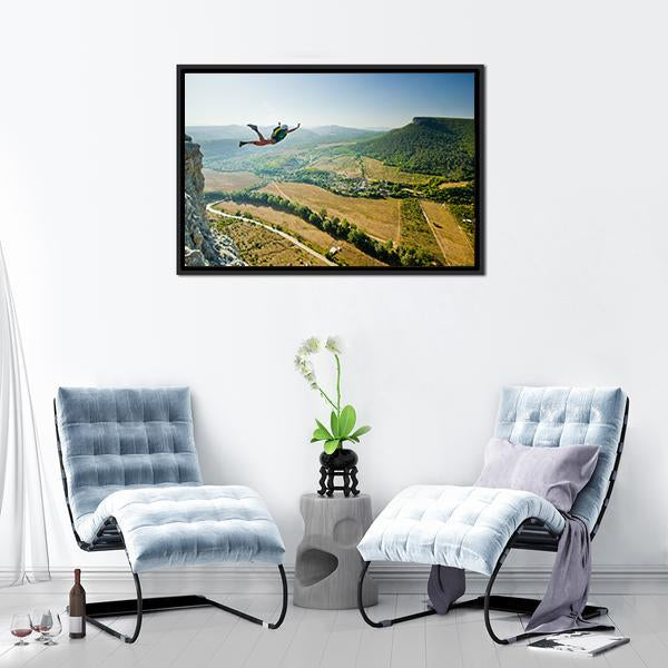 Base Jumper Panoramic Canvas Wall Art-1 Piece-36" x 12"-Tiaracle