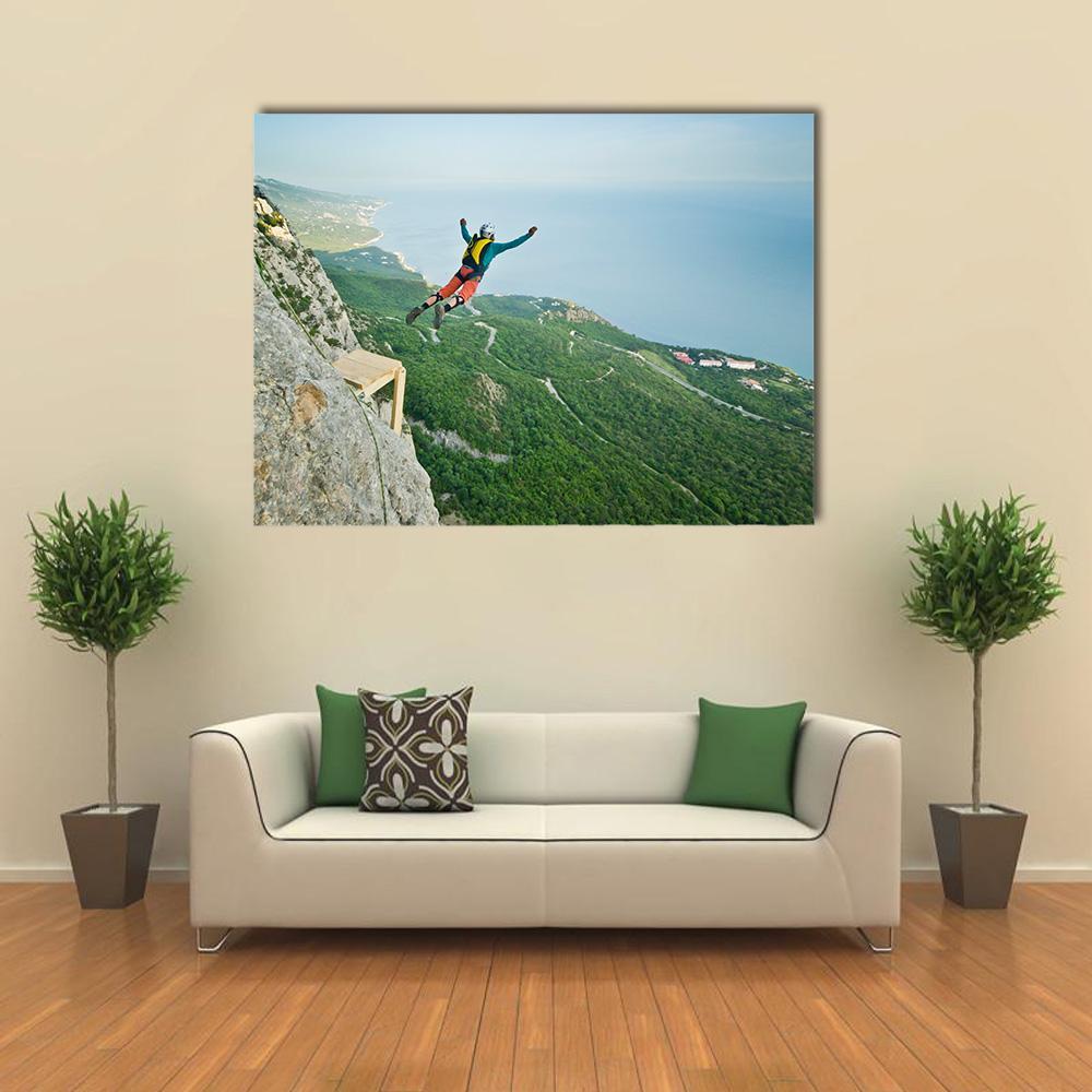 Base Jumper Jumping Canvas Wall Art-1 Piece-Gallery Wrap-48" x 32"-Tiaracle