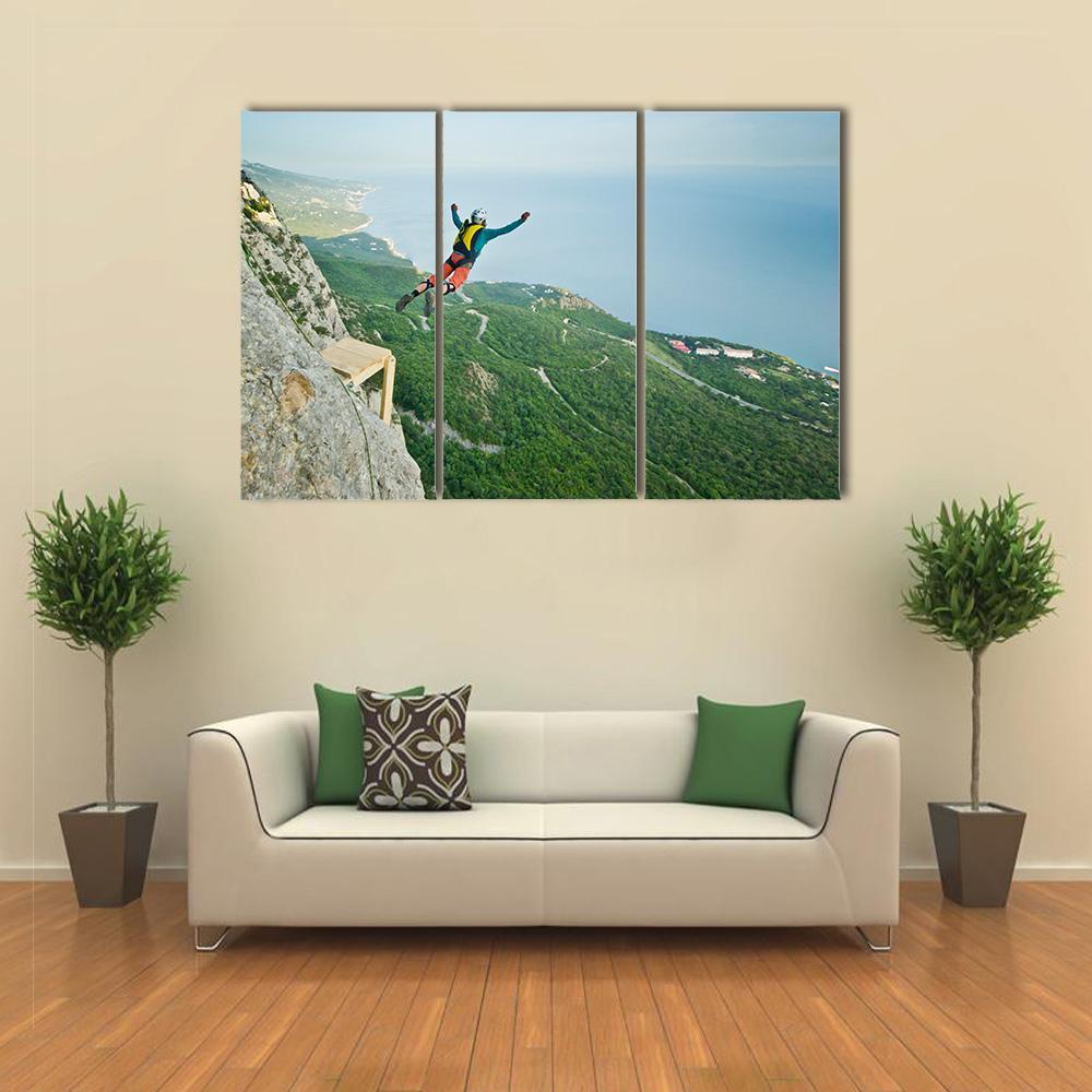 Base Jumper Jumping Canvas Wall Art-3 Horizontal-Gallery Wrap-37" x 24"-Tiaracle