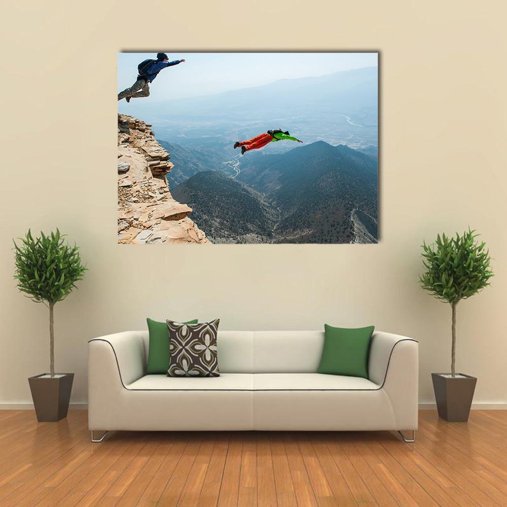 Base Jumpers In Colorado Canvas Wall Art-1 Piece-Gallery Wrap-48" x 32"-Tiaracle