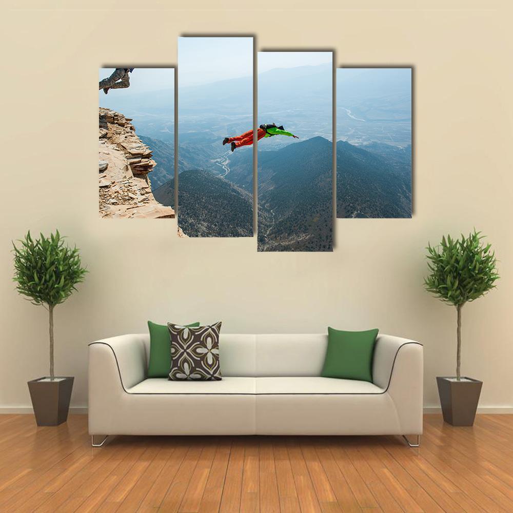 Base Jumpers In Colorado Canvas Wall Art-4 Pop-Gallery Wrap-50&quot; x 32&quot;-Tiaracle