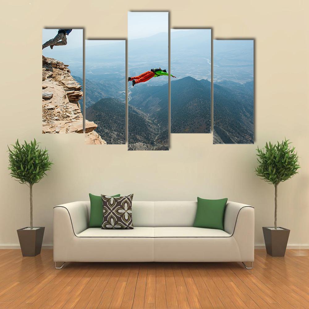 Base Jumpers In Colorado Canvas Wall Art-5 Pop-Gallery Wrap-47" x 32"-Tiaracle
