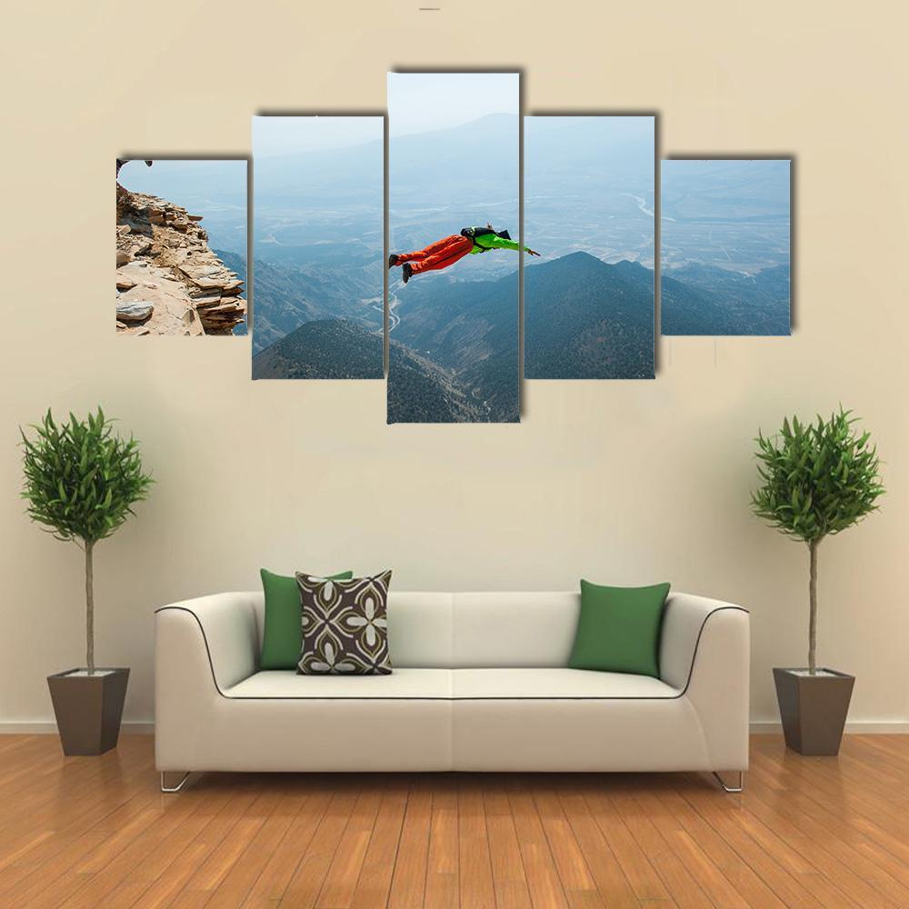 Base Jumpers In Colorado Canvas Wall Art-5 Pop-Gallery Wrap-47" x 32"-Tiaracle