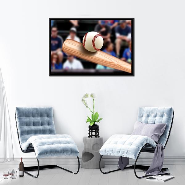 Baseball Bat Hitting Ball Canvas Wall Art-5 Horizontal-Gallery Wrap-22" x 12"-Tiaracle