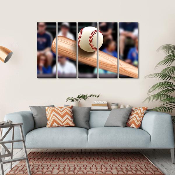 Baseball Bat Hitting Ball Canvas Wall Art-5 Horizontal-Gallery Wrap-22" x 12"-Tiaracle