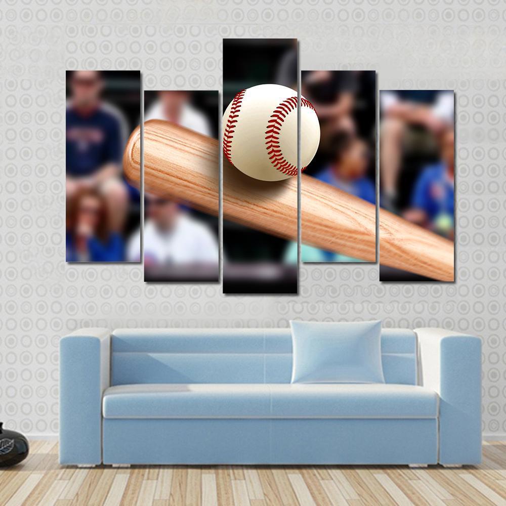Baseball Bat Hitting Ball Canvas Wall Art-5 Pop-Gallery Wrap-47&quot; x 32&quot;-Tiaracle