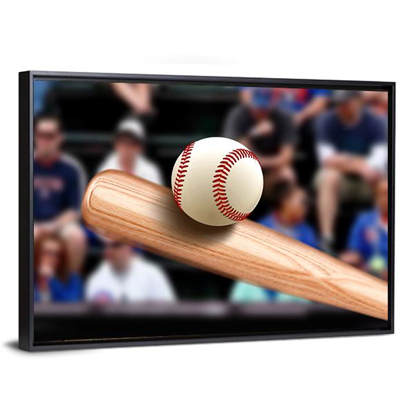 Baseball Bat Hitting Ball Canvas Wall Art-3 Horizontal-Gallery Wrap-25" x 16"-Tiaracle