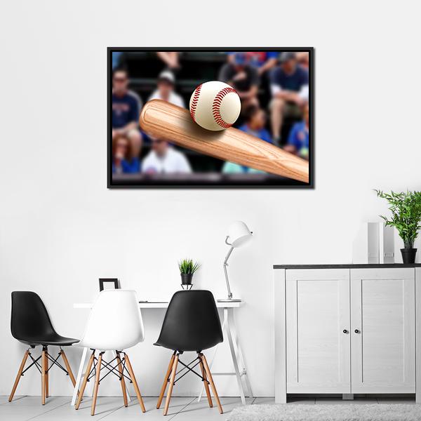 Baseball Bat Hitting Ball Canvas Wall Art-3 Horizontal-Gallery Wrap-25" x 16"-Tiaracle