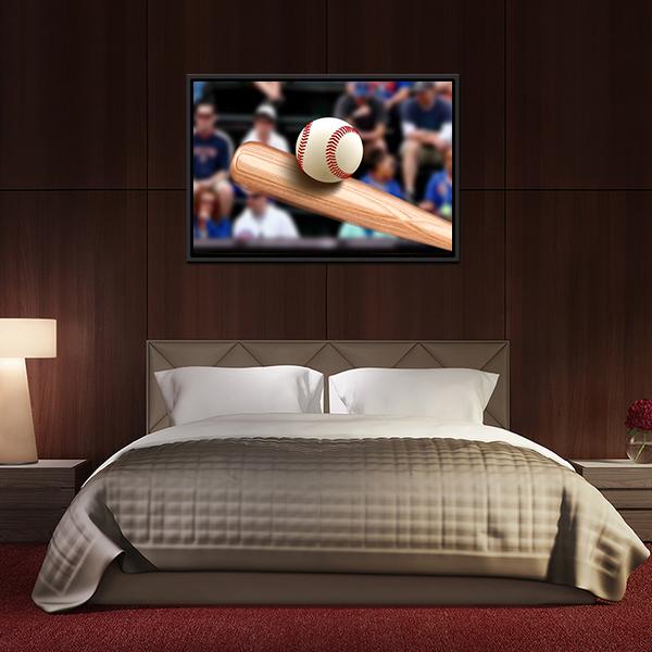 Baseball Bat Hitting Ball Canvas Wall Art-3 Horizontal-Gallery Wrap-25&quot; x 16&quot;-Tiaracle