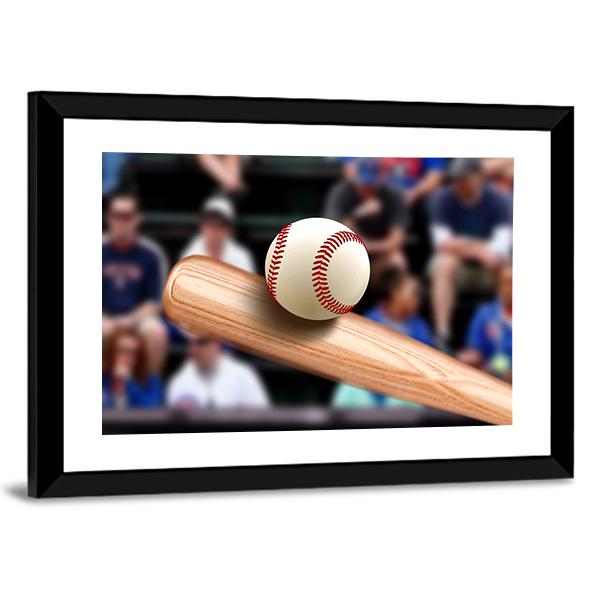 Baseball Bat Hitting Ball Canvas Wall Art-3 Horizontal-Gallery Wrap-25" x 16"-Tiaracle