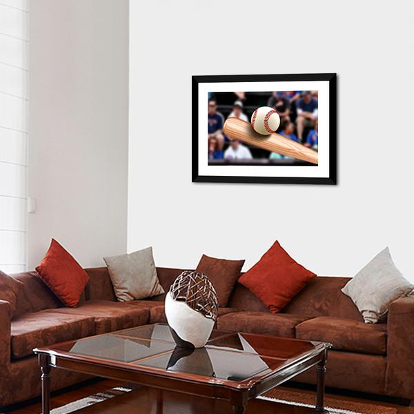 Baseball Bat Hitting Ball Canvas Wall Art-3 Horizontal-Gallery Wrap-25" x 16"-Tiaracle