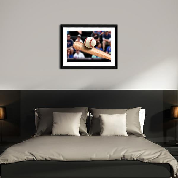 Baseball Bat Hitting Ball Canvas Wall Art-3 Horizontal-Gallery Wrap-25&quot; x 16&quot;-Tiaracle